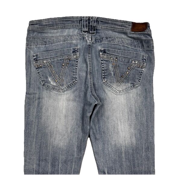 Vigoss Bootcut Jeans Juniors 9 Distressed Low Waist Blue Denim Measures 30 x 29 - Picture 9 of 10